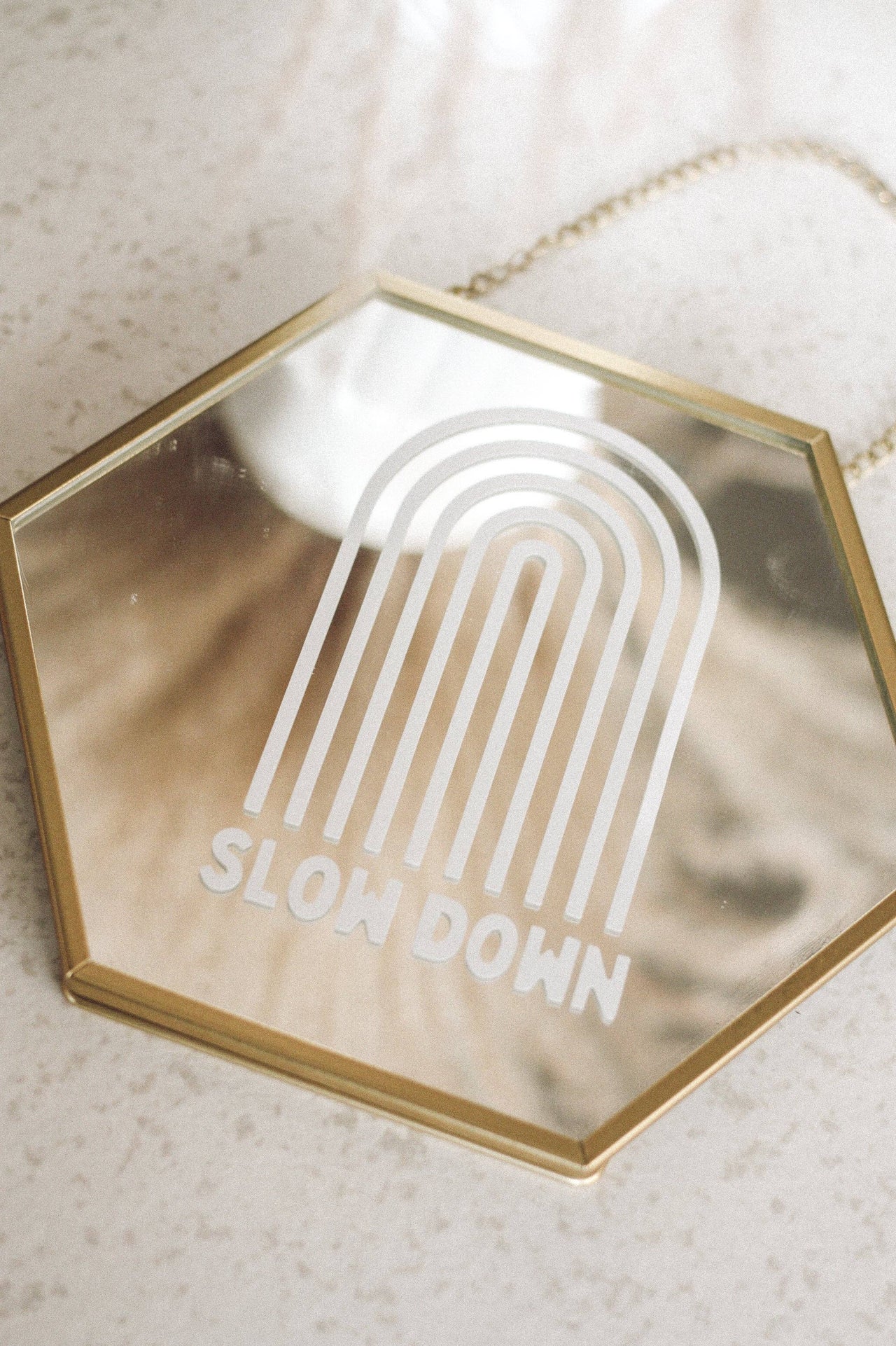 Slow Down Rainbow Mirror Decal