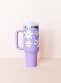 Thumbnail for 40oz insulated tumbler - lavender: DAISIES