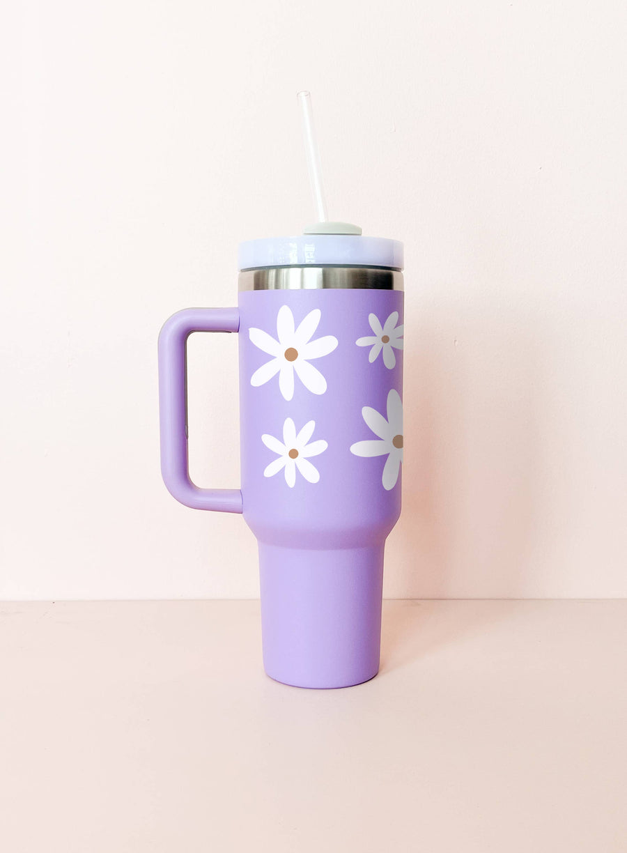 40oz insulated tumbler - lavender: DAISIES