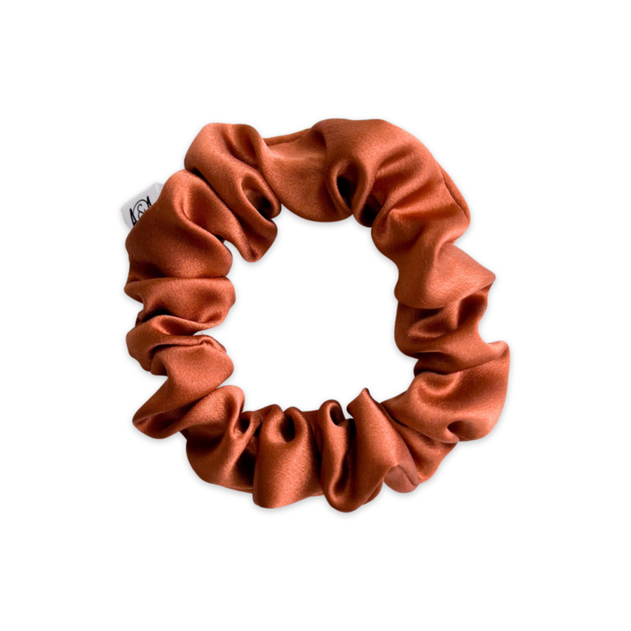 100% Silk Burnt Orange Scrunchie: MINI