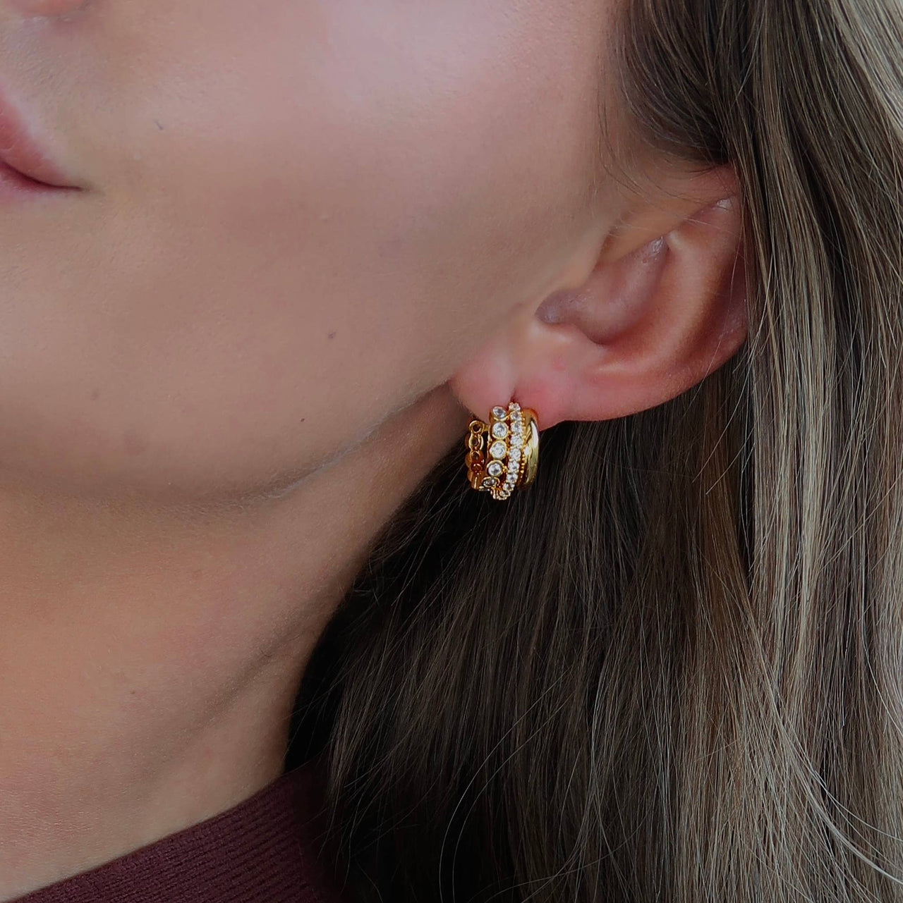 Bushra Huggies  |  White Zirconia  |  Gold