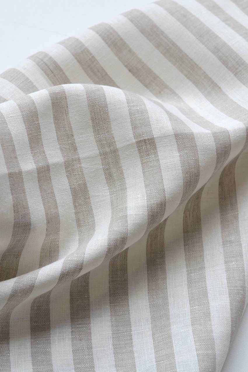 Parallel Linen Striped Tea Towel - Taupe