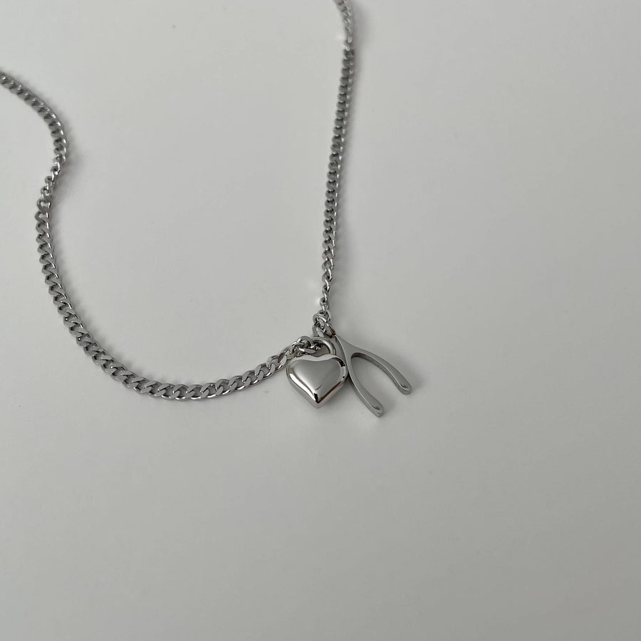 Wishbone Necklace- Silver