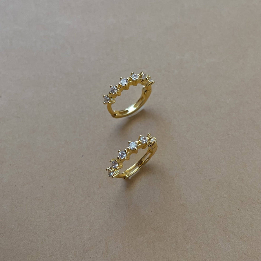 Kelly Huggie Earrings  |  Gold  |  White Zirconia