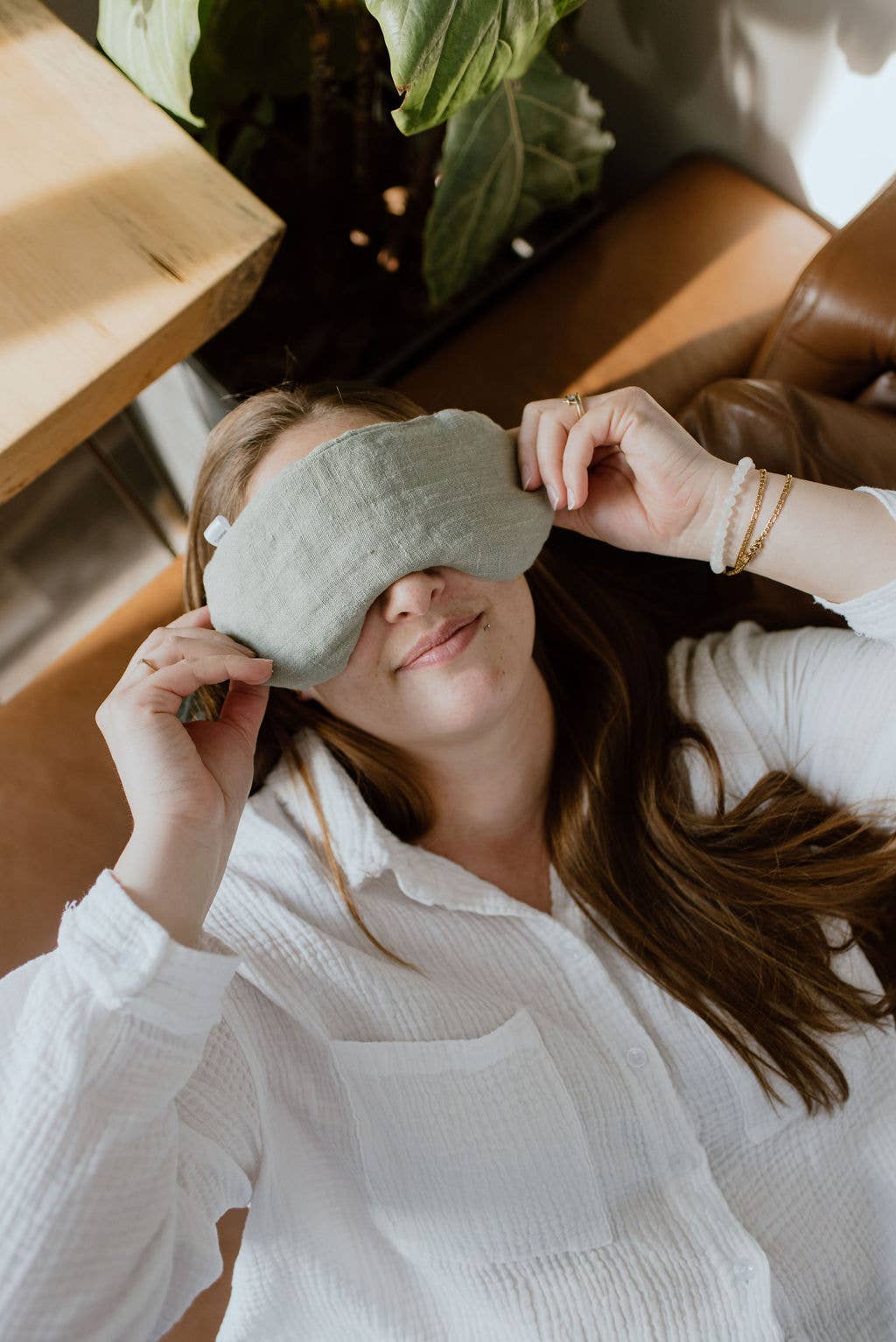 Hot/Cold Therapy Eye Masks: 100% Linen Sage / PEAS