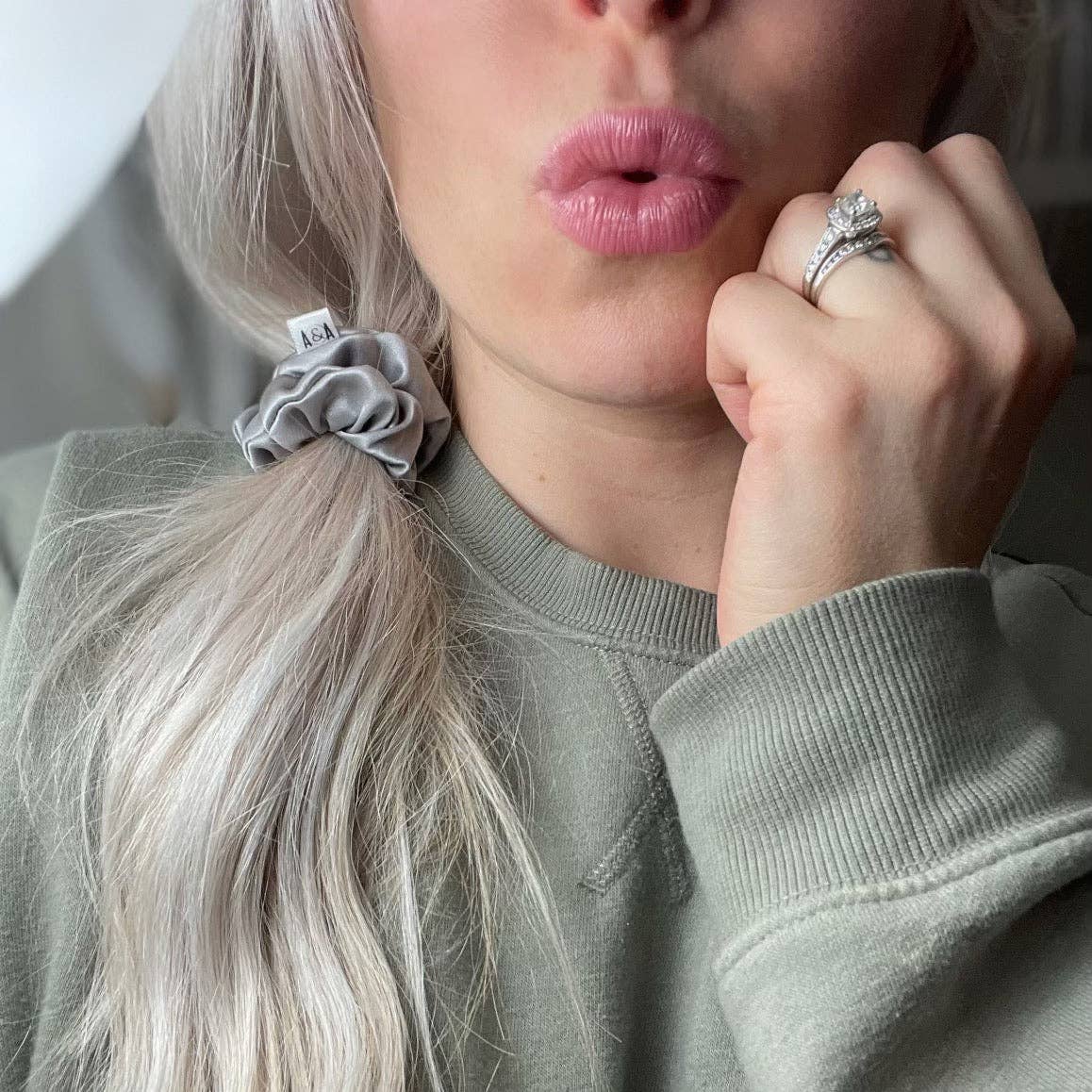 100% Silk Scrunchie  |  Cherry  |  Mini
