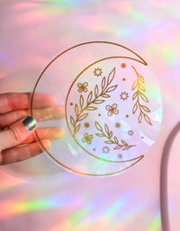 Thumbnail for Floral Moon Suncatcher Sticker