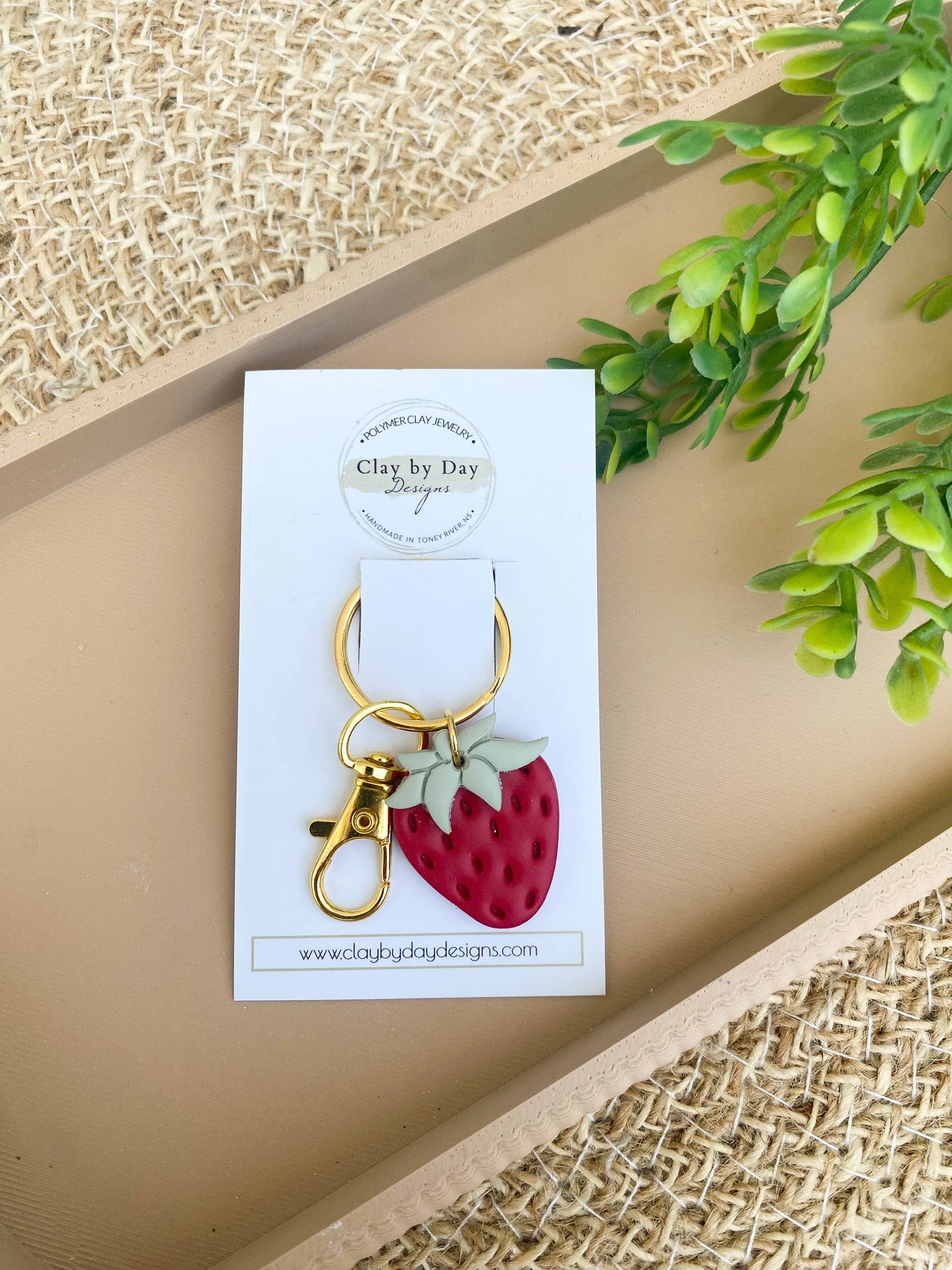 Polymer Clay Keychain  |  Strawberry