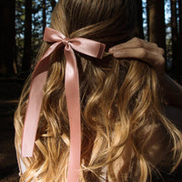 Thumbnail for Spring Satin Bow Hair Clip: Oyster