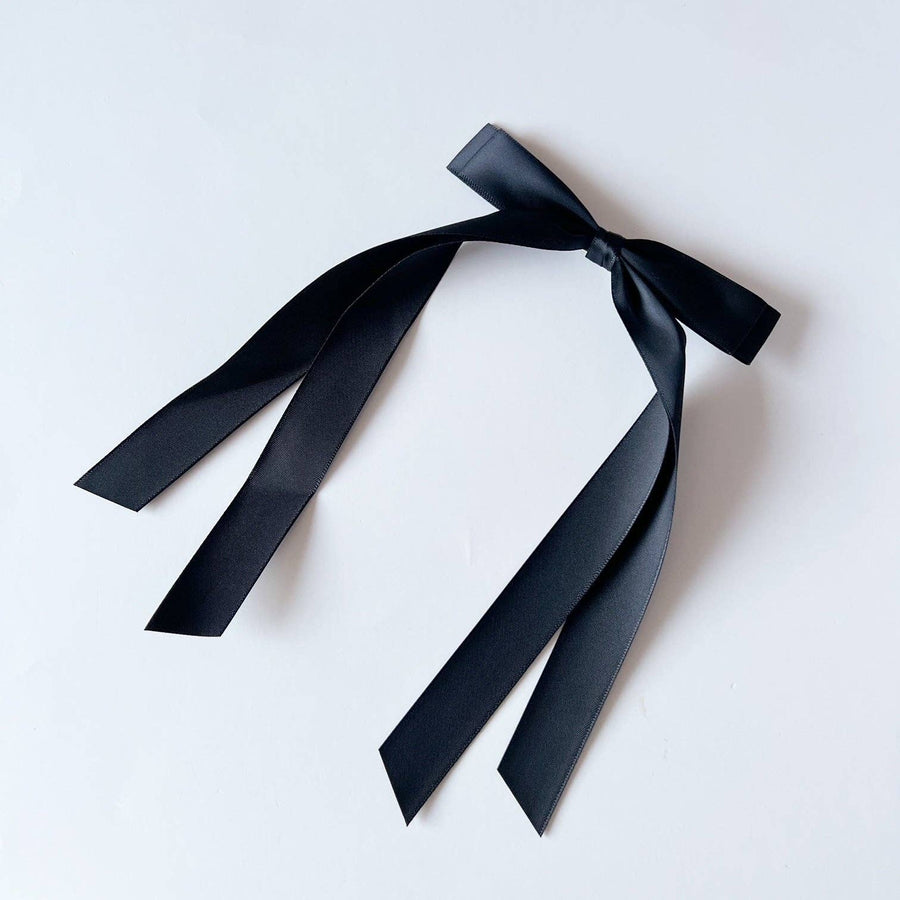 Black Satin Bow Hair Clip