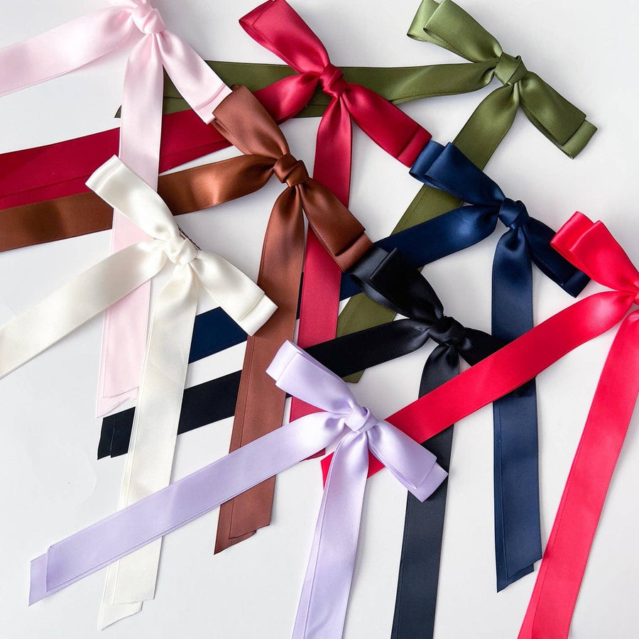 Emerald Green Satin Bow Hair Clip