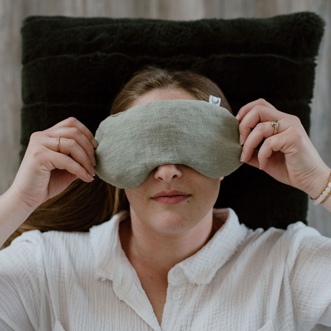 Hot/Cold Therapy Eye Masks - 100% Linen Sage - WHEAT