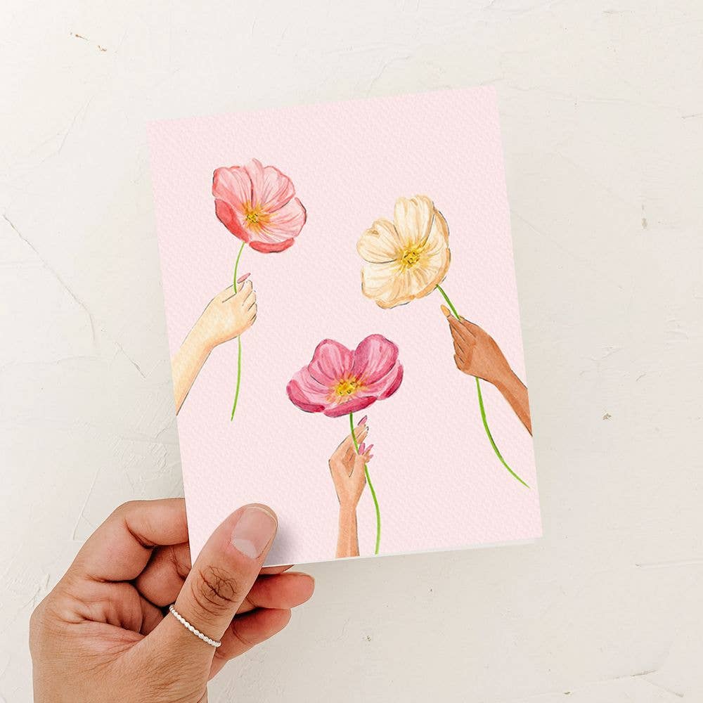 Pink Poppies Card  |  Sympathy  |  Condolence  |  Thank You