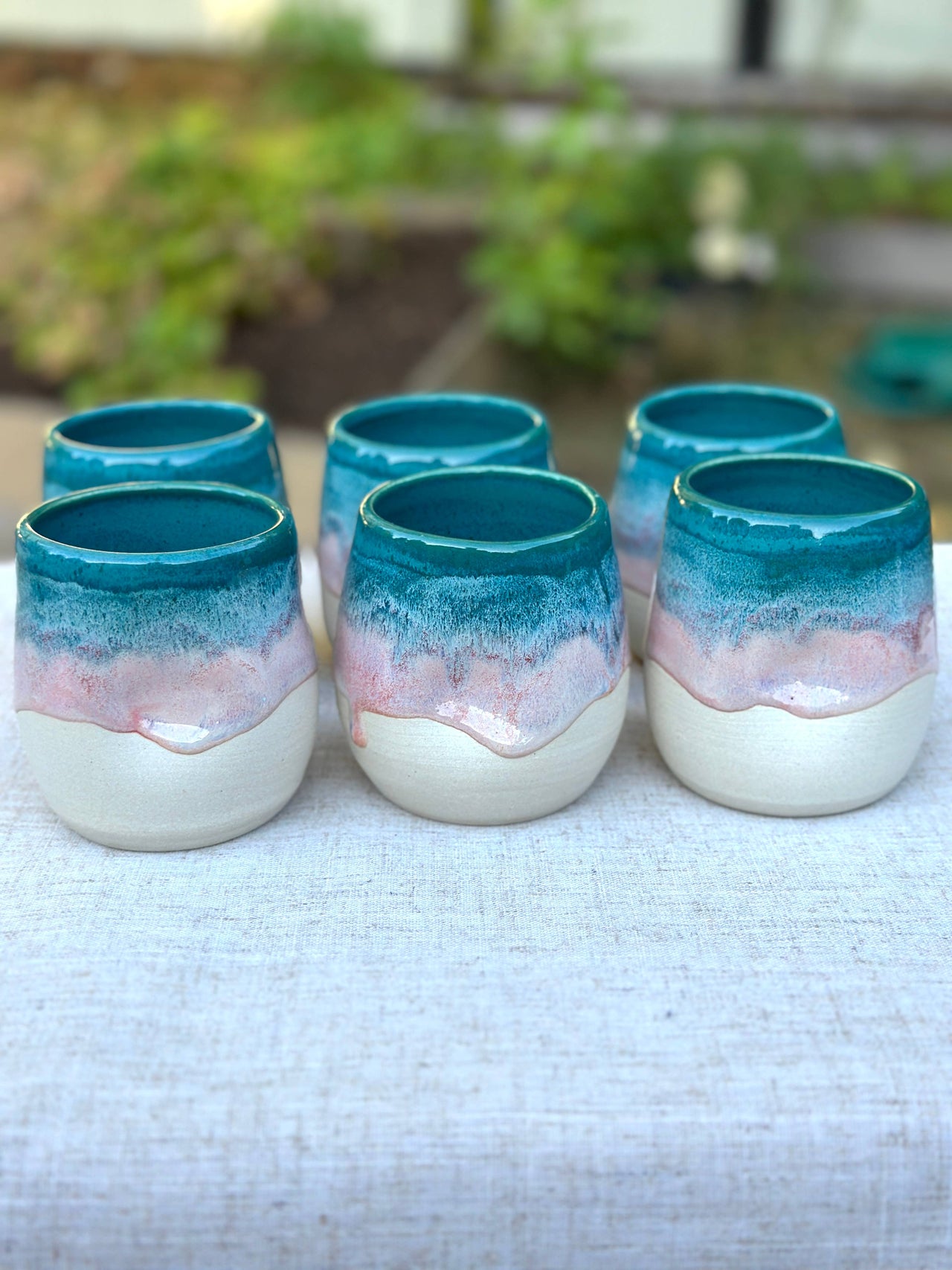 Turquoise Pottery Ceramic Cup  |  Pink Sands Glaze