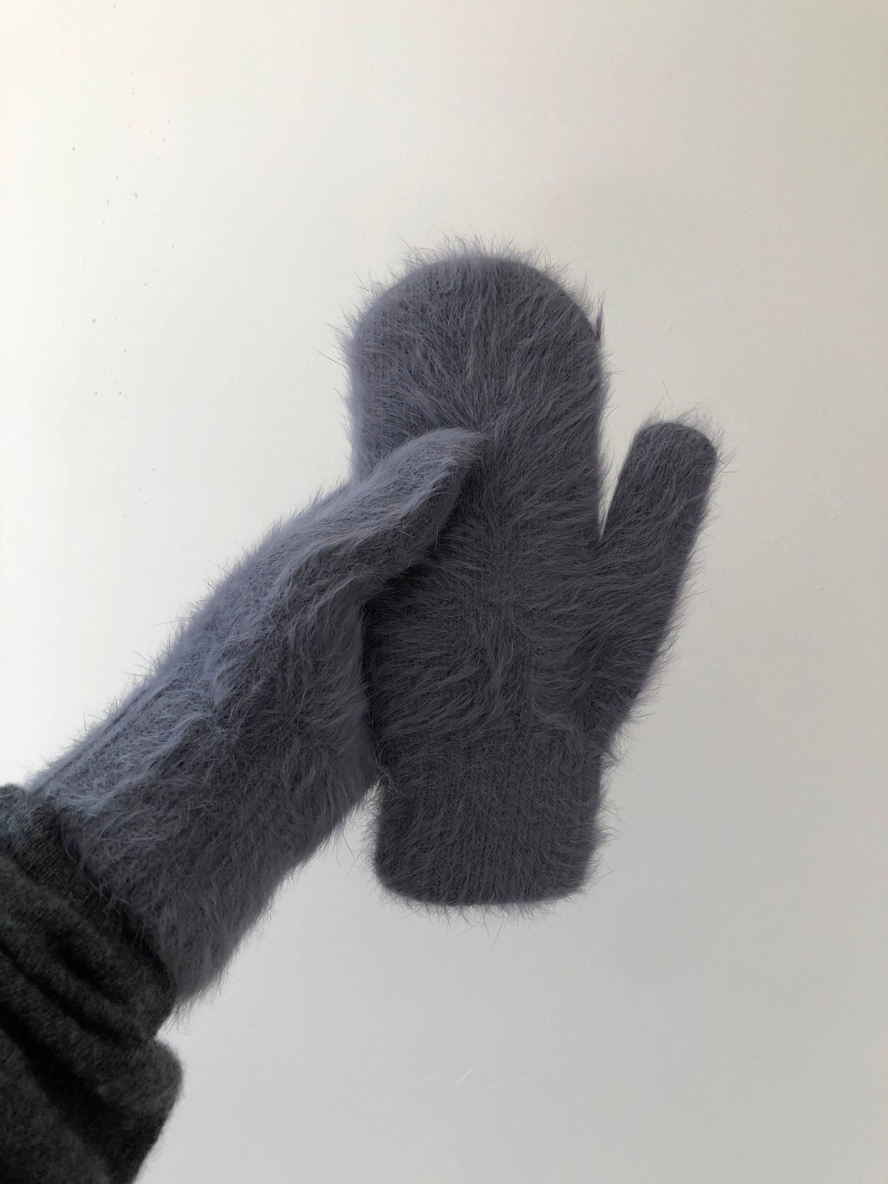 Fluffy Angora Mittens -  Baby blue