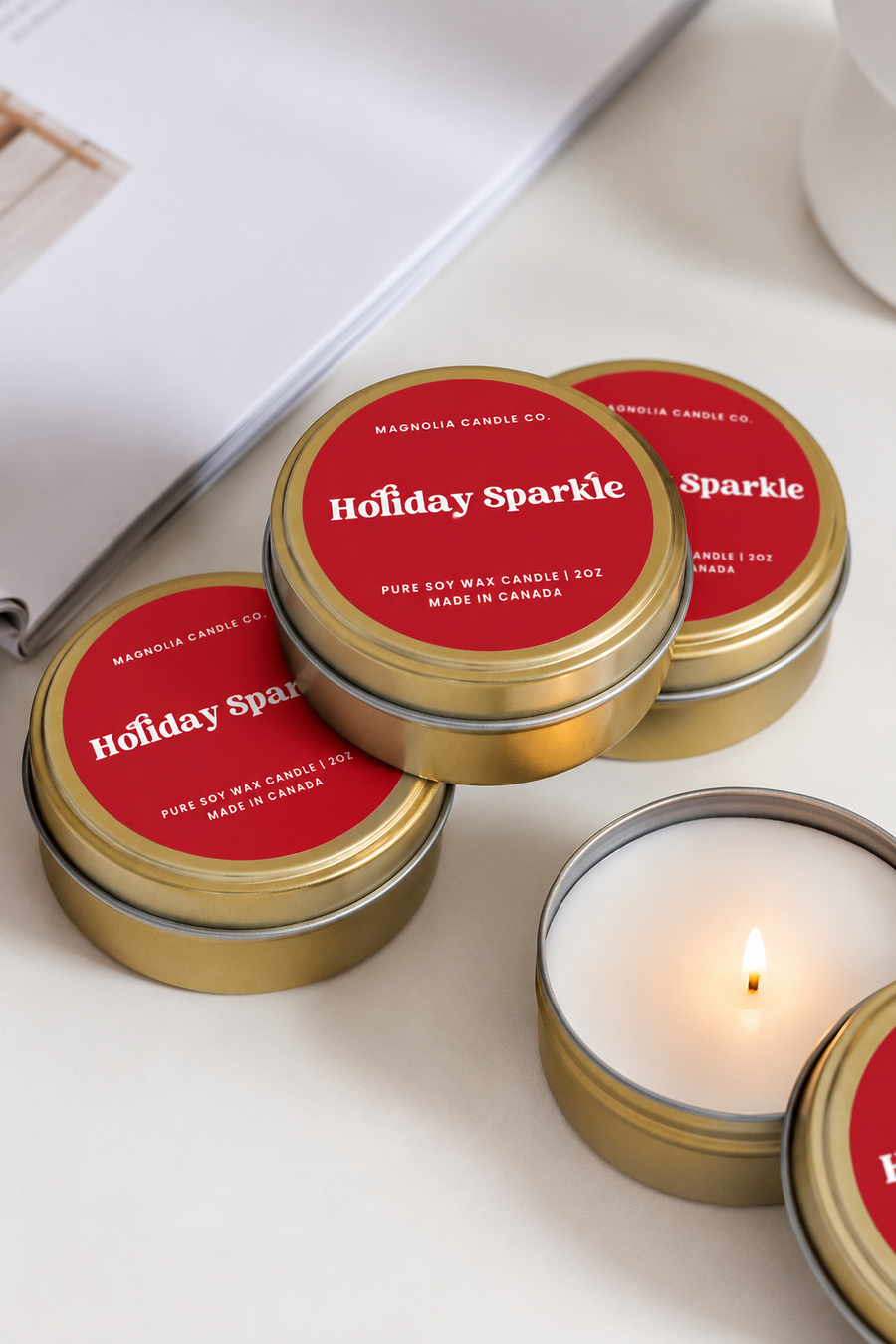 Mini Soy Candle  |  Holiday Sparkle  |  2oz Tin