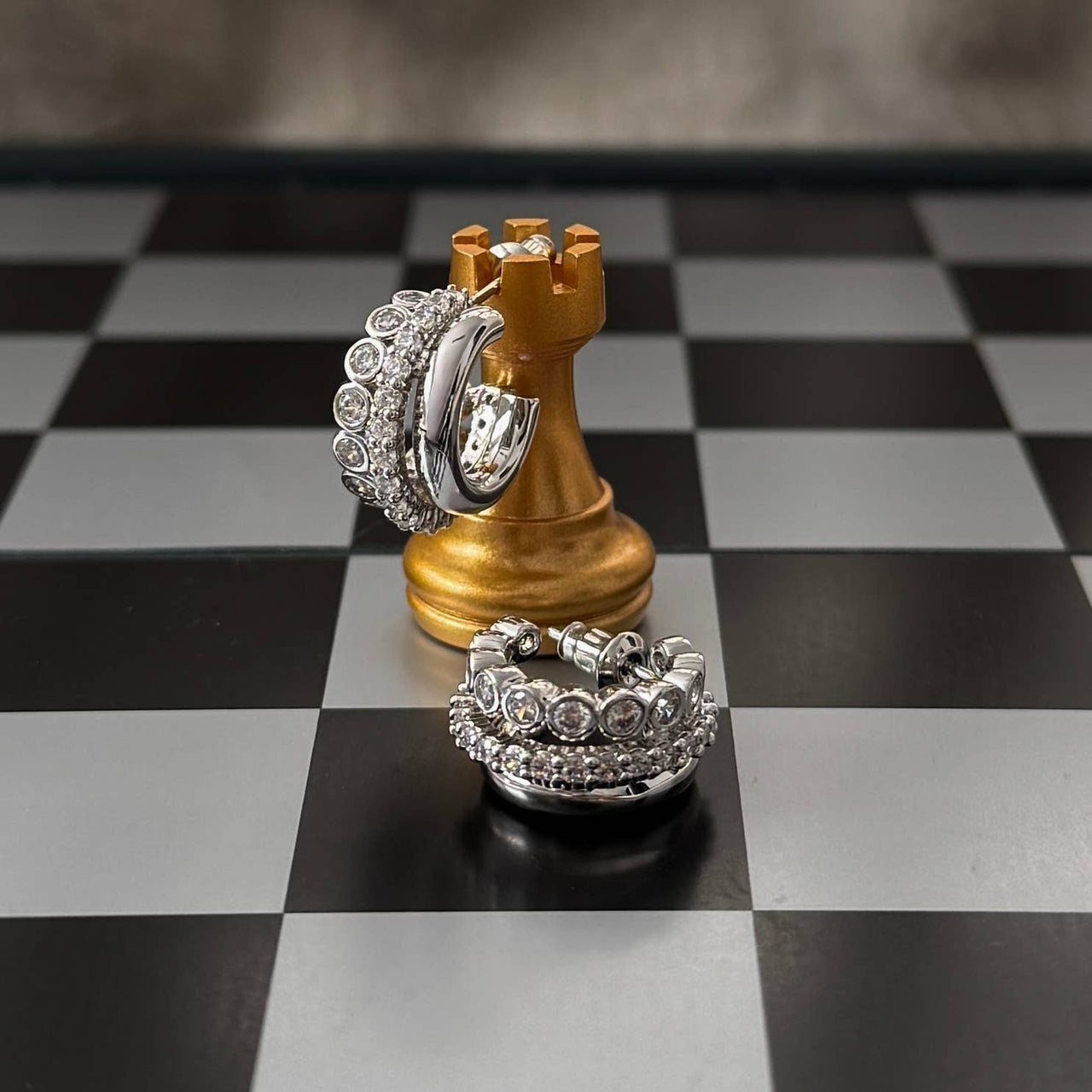 Bushra Huggies  |  White Zirconia  |  Silver