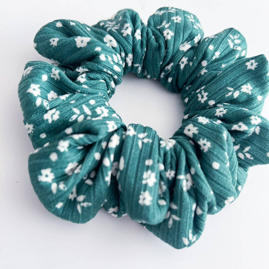 Emerald Floral Scrunchie