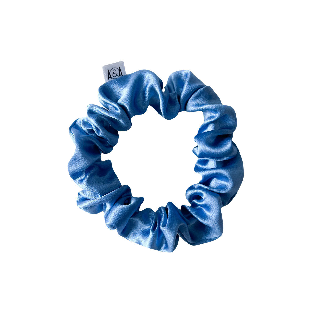 100% Silk Blue Scrunchie: MINI