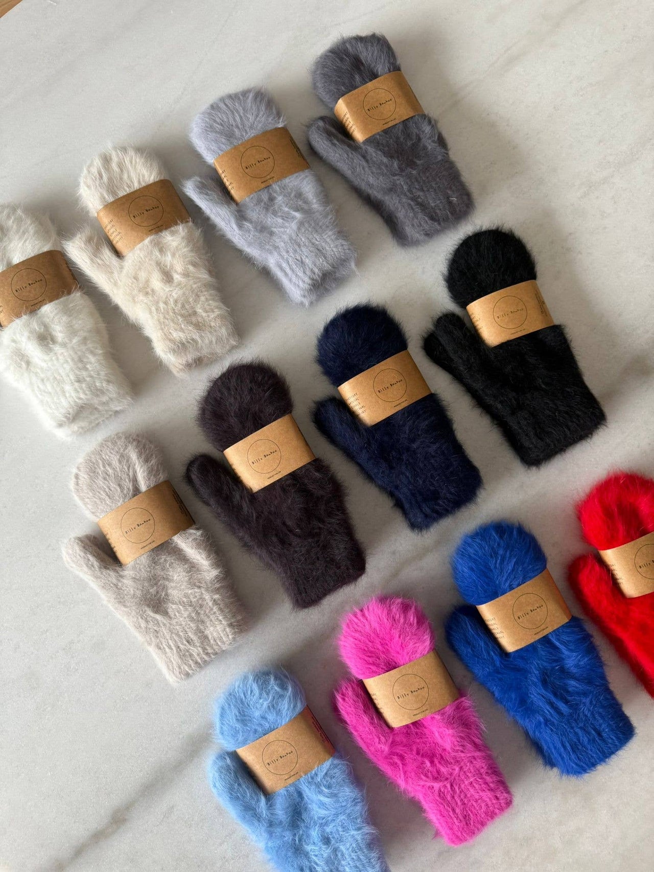 Fluffy Angora Mittens -  Baby blue