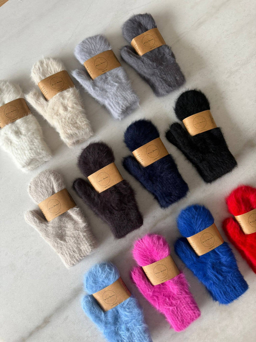 Fluffy Angora Mittens -  Baby blue