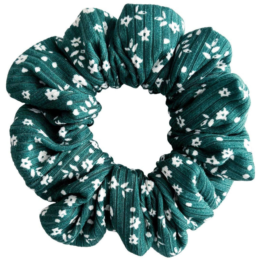 Emerald Floral Scrunchie