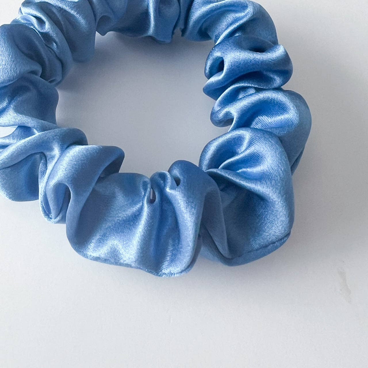 100% Silk Blue Scrunchie: MINI