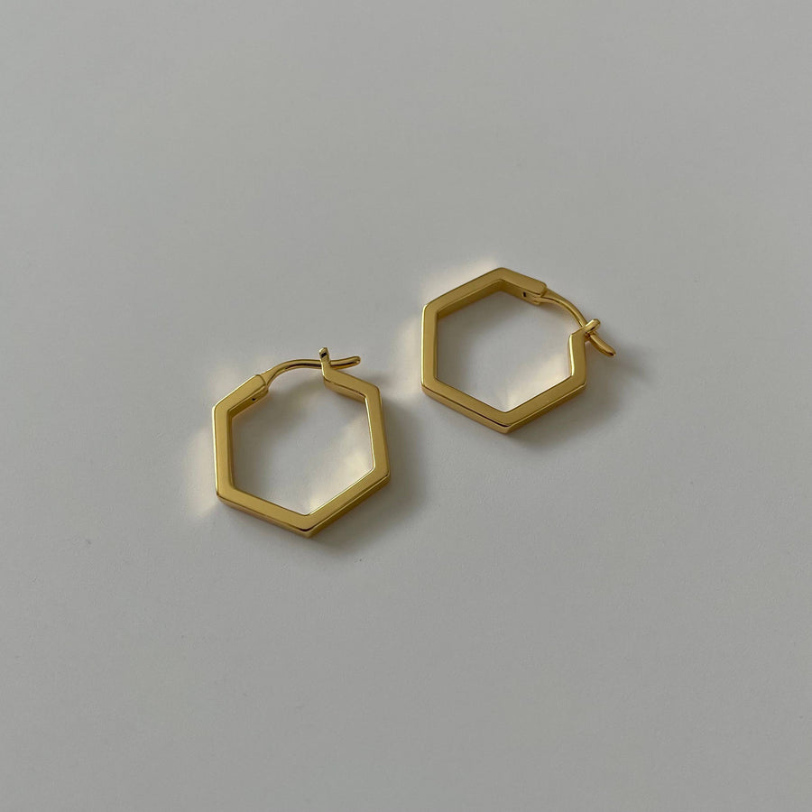 Hexagon 2.0 Hoop Earrings  |  Gold
