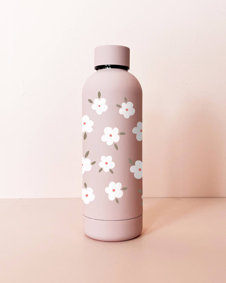 17oz insulated bottle - pale pink: Winter Flowers