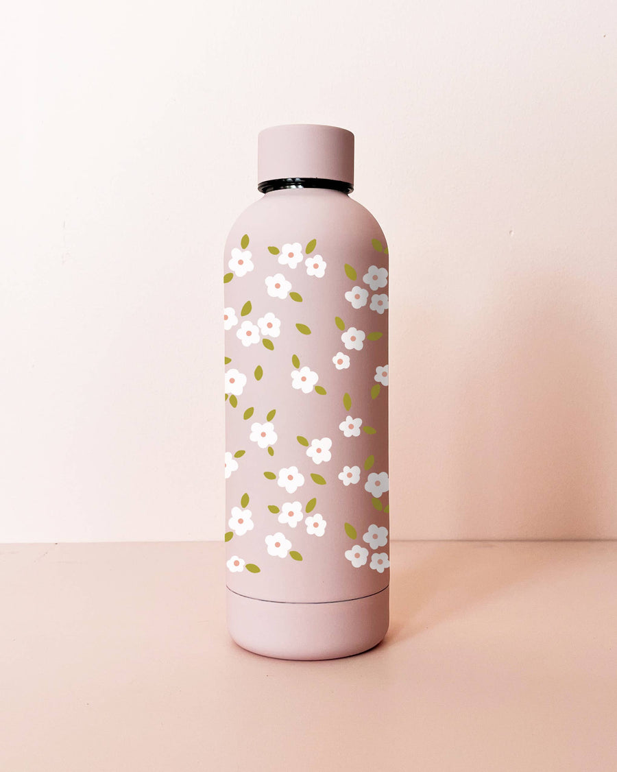 MÖMY - 17oz insulated bottle - pale pink: White bloom