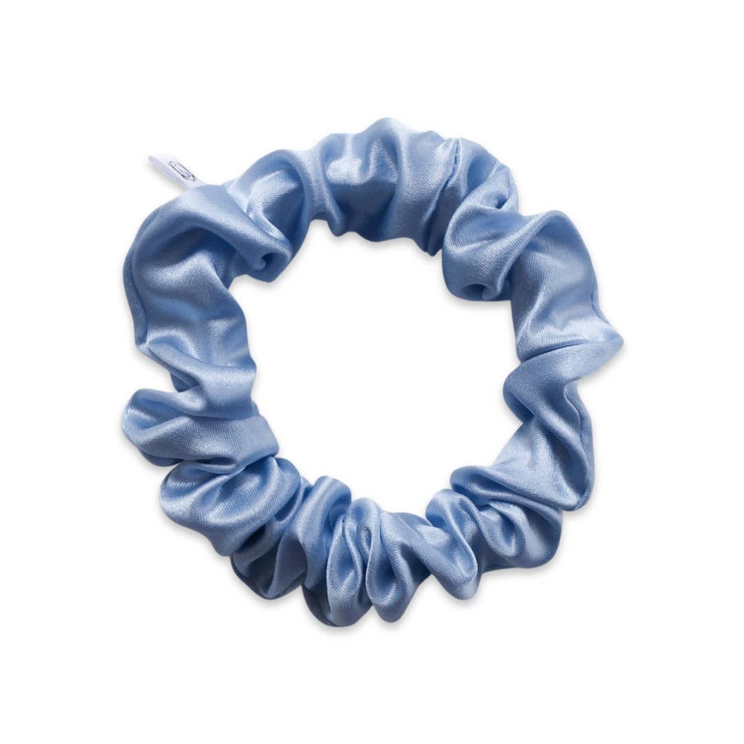 100% Silk Scrunchie  |  Light Blue  |  Mini