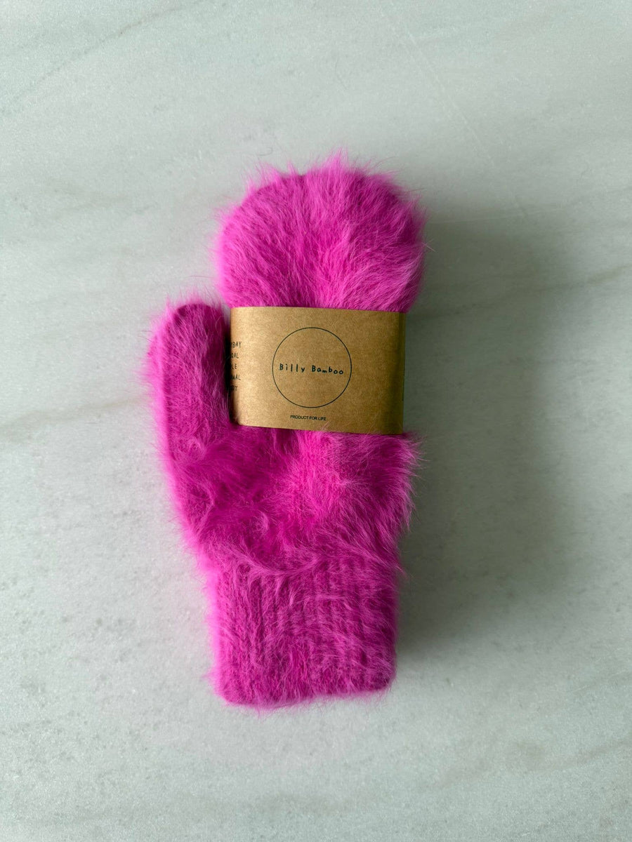 Fluffy Angora Mittens -  Baby blue