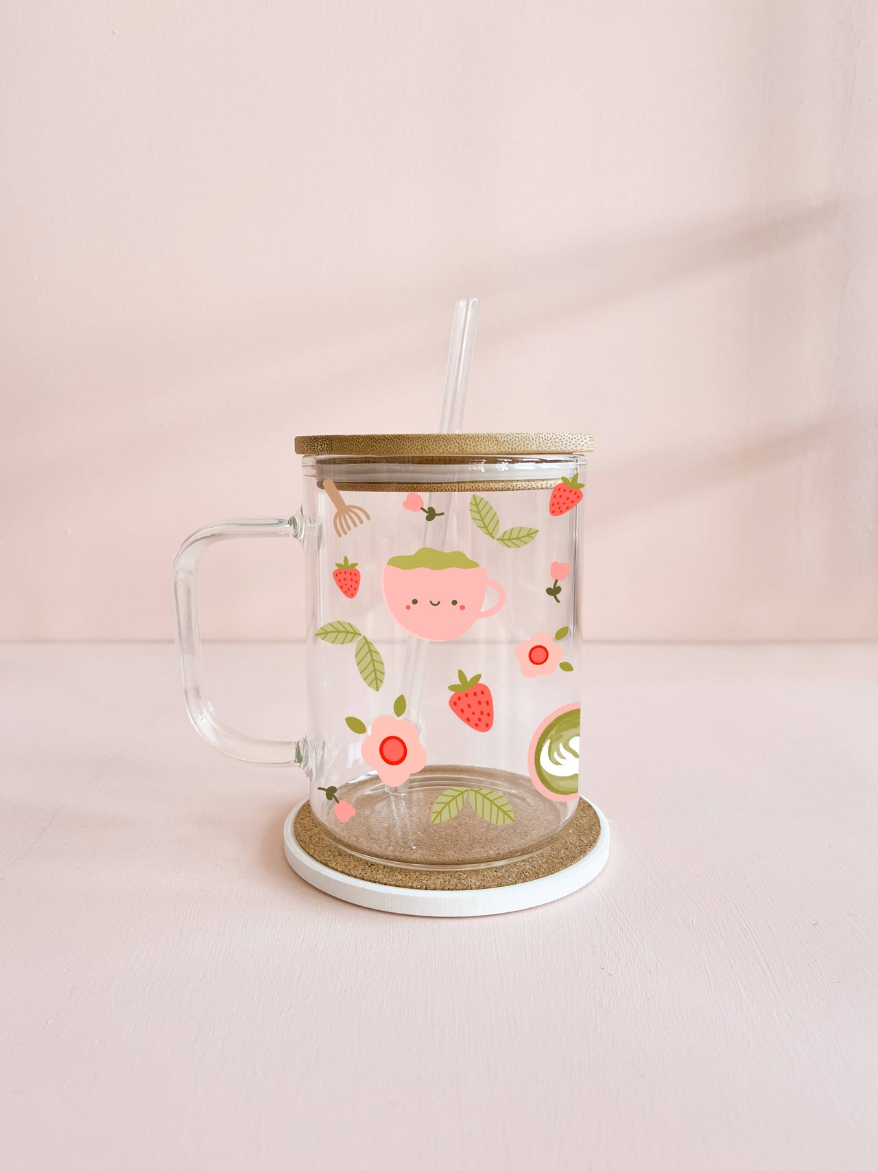 Boho Mug  |  Strawberry Matcha  |  Glass