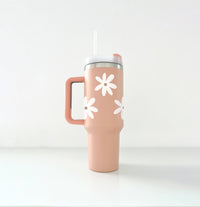 Thumbnail for Tumbler 40oz - old-pink: DAISIES