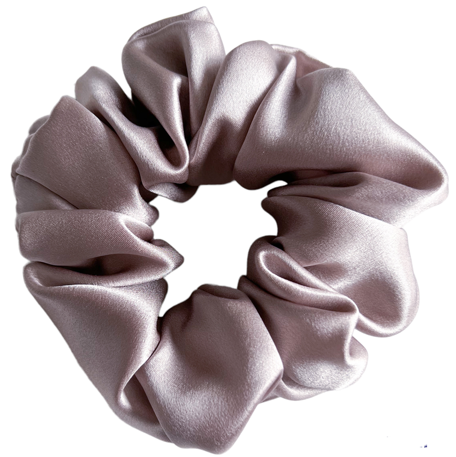 100% Silk Silver Mauve Scrunchie