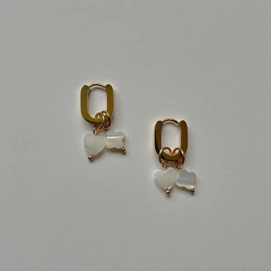 Heart and Star Hoop Earrings  |  Gold