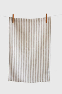 Thumbnail for Parallel Linen Striped Tea Towel - Taupe