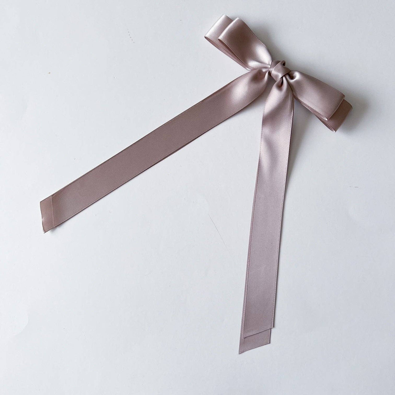 Satin Bow Hair Clip: Oyster