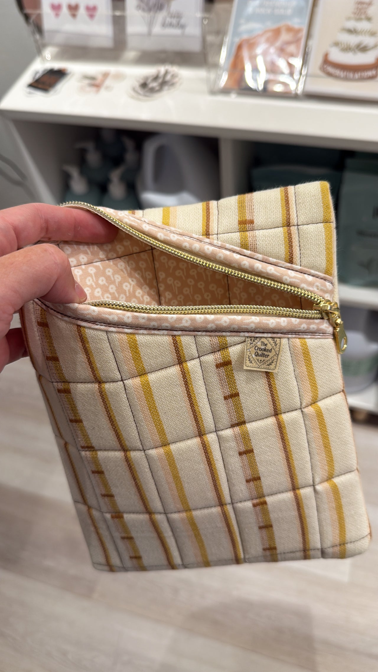 Quilted E Reader/Book Pouch - Striped Retro