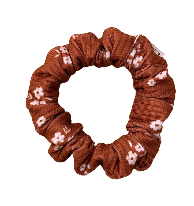 Scrunchie - Burnt Orange Floral - Mini
