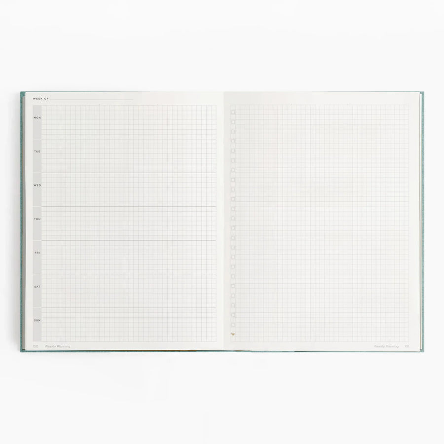 Undated Horizontal Weekly Planner - Cloth Flex - Fawn