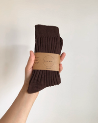 Thumbnail for Ribbed Cotton High Socks  |  Dark Chocolate  |  W 7.5-10.5
