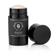 Thumbnail for This image features a black container of Crown Shaving Co. Aluminum-Free Deodorant with its cap off. The label includes the Crown Shaving Co. logo and the text 