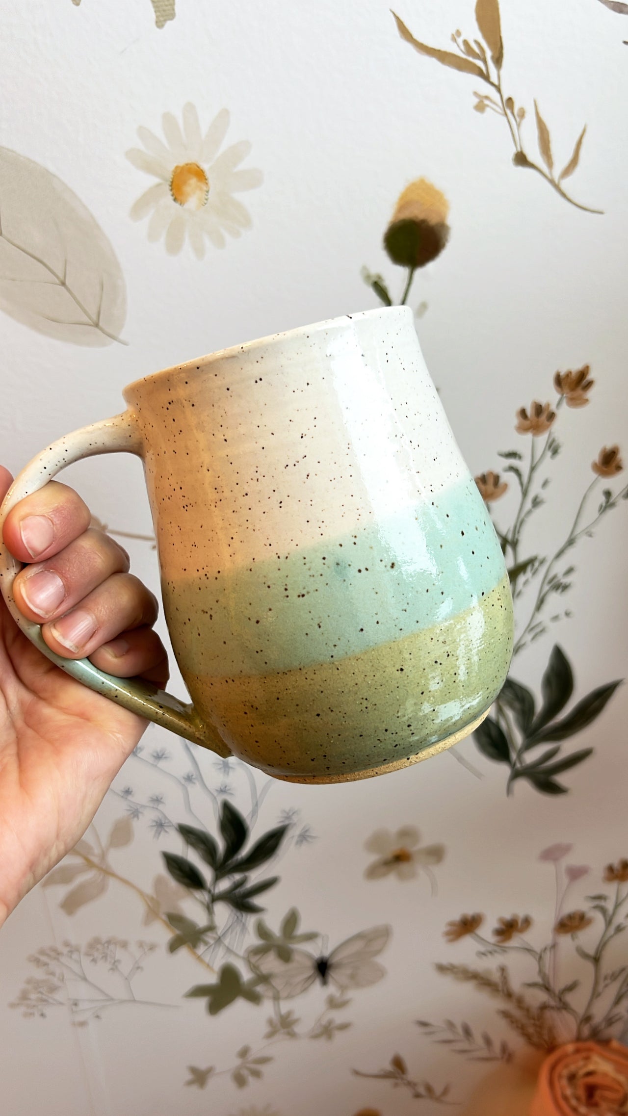 Round Speckled Pottery Mug - Teal