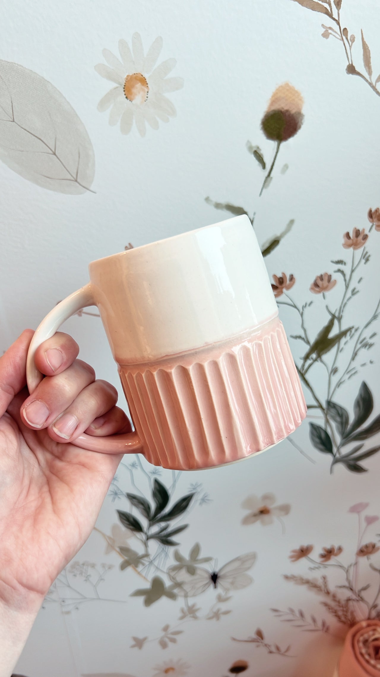 Striped Pottery Mug - Pink