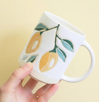 Thumbnail for Handmade Lemons Pottery Mug: 14 ounces
