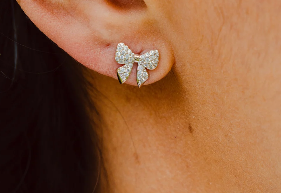 Pavé Bow Studs  |  Silver