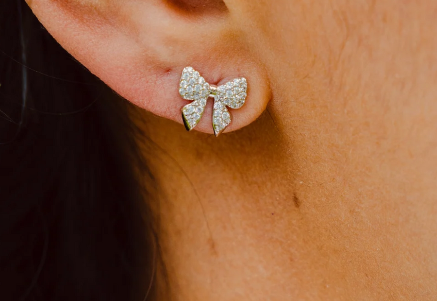 Pavé Bow Studs  |  Silver