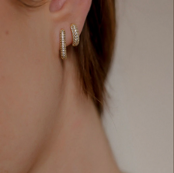 Rectangle Stone Earrings  |  White Zirconia