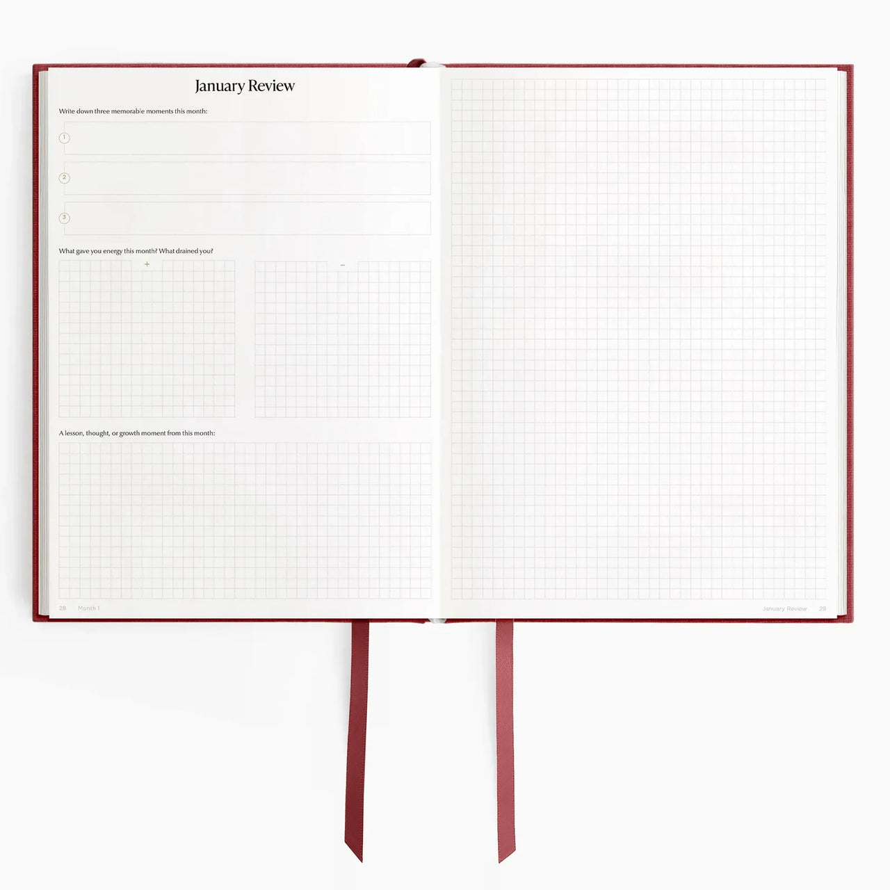 2026 A5 Minimalist Horizontal Planner - Scarlet Oak